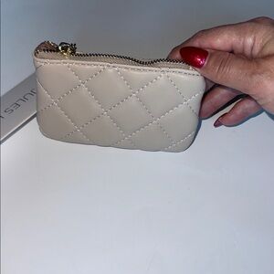 NWT- Taupe Jules Kae Quilted Coin Pocket Bag Vegan Leather